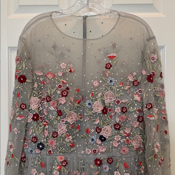 NWT Mac Duggal Embroidered Illusion High Neck Long Sleeve A Line Gown Size 14 - Picture 5 of 12